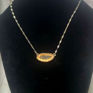 Dainty Yellow Druzy Necklace